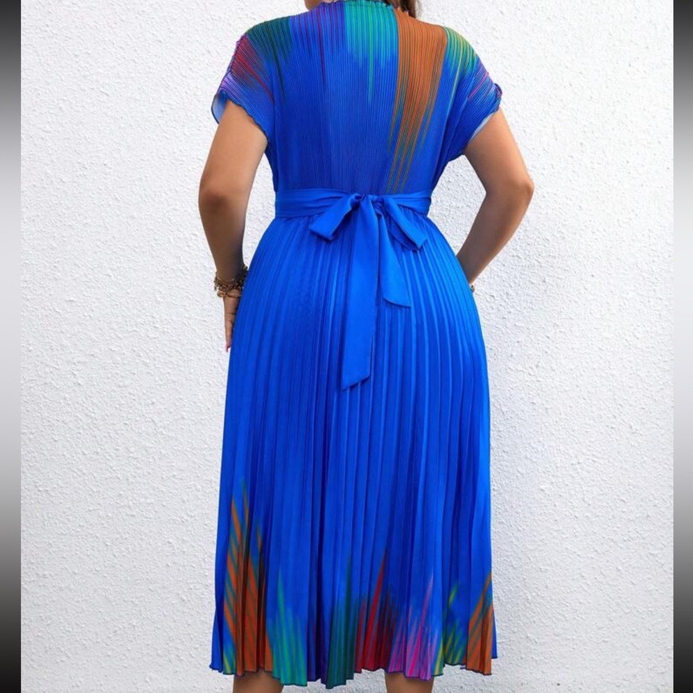 SHEIN - BLUE PLEATED DRESS - Picture 8 of 9